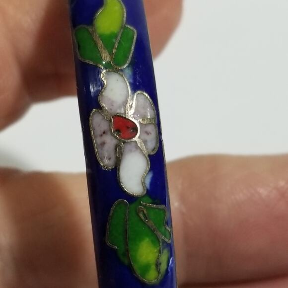 Vintage Cloisonne enamel bangle bracelet two and one half in - Picture 12 of 16